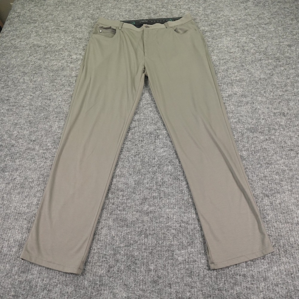 Linksoul Bandon Knit Chino Pants 36 Regular Gray 100% Cotton‎ Soft Golf Casual